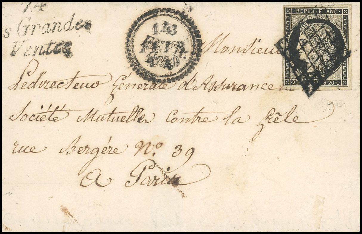Yvert et Tellier Cérès 1849 1850 N°3 Individuel Oblitéré