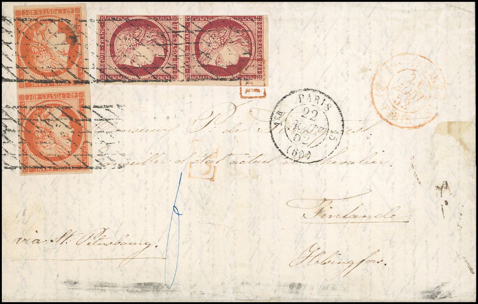 Yvert et Tellier Cérès 1849 1850 N°6 + 5 Paire Oblitéré