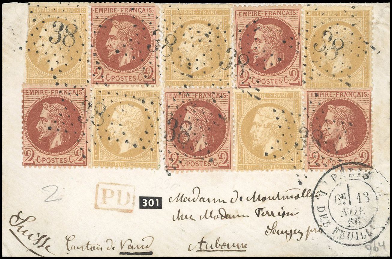 Yvert et Tellier Empire dentelé 1862 N°21 + 26 Multiple Oblitéré