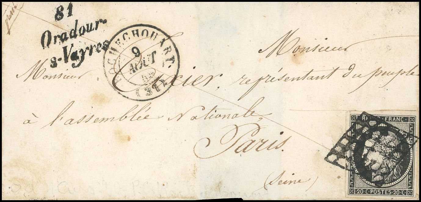 Yvert et Tellier Cérès 1849 1850 N°3a Individuel Oblitéré