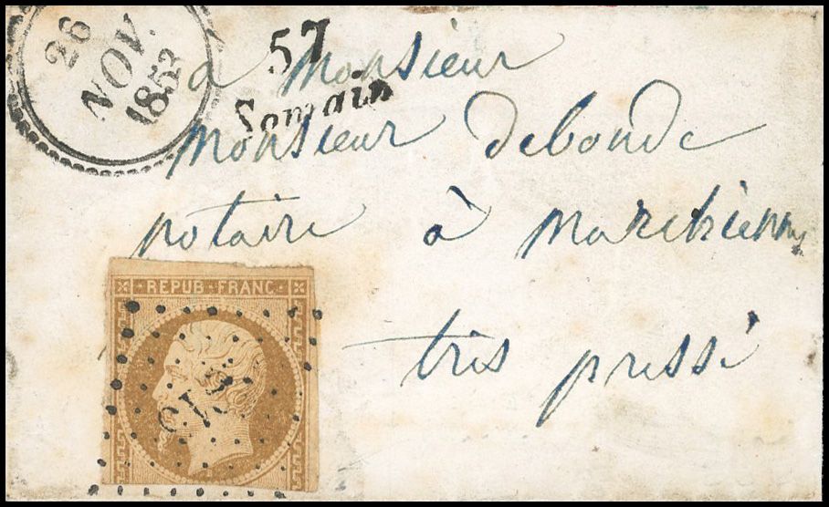 Yvert et Tellier Présidence 1852 N°9 Individuel Oblitéré