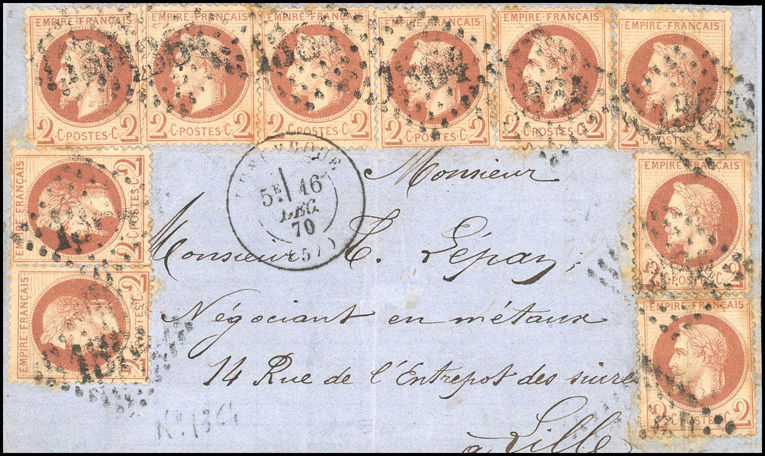 Yvert et Tellier Empire Lauré 1863 1870 N°26 Multiple Oblitéré