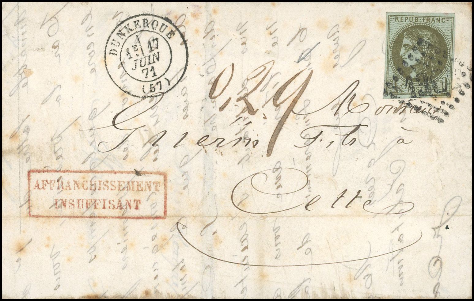 Yvert et Tellier Emission de Bordeaux 1870 1871 N°39 Individuel Oblitéré