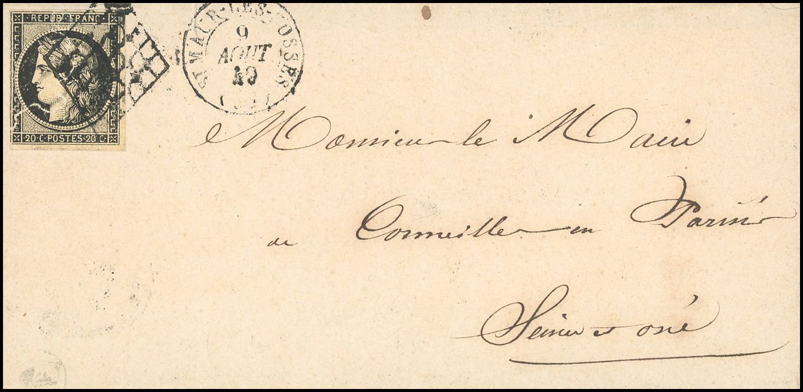 Yvert et Tellier Cérès 1849 1850 N°3 Individuel Oblitéré