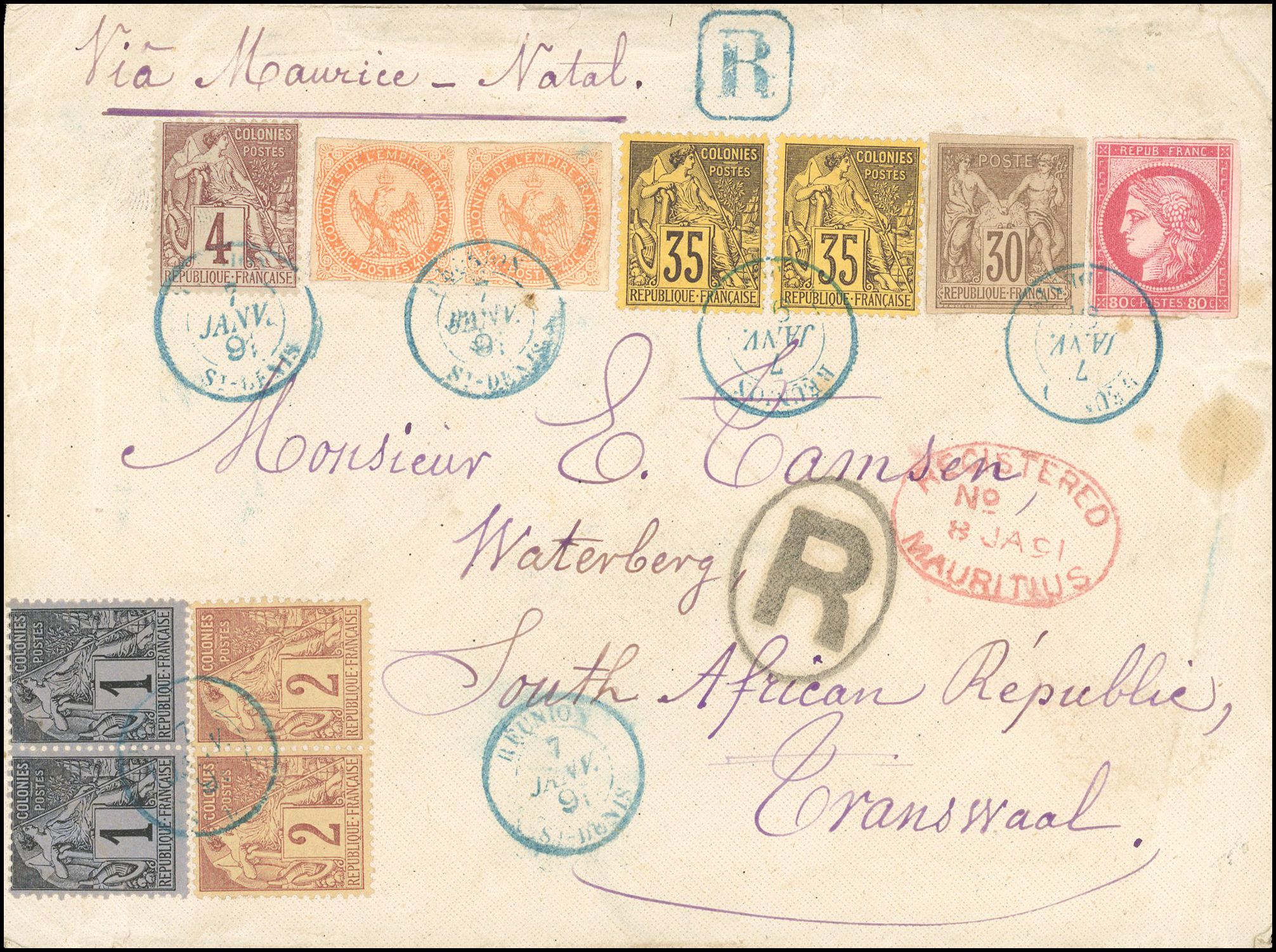 Yvert et Tellier COLONIES GENERALES N°5 + 21 + 46 + 47 + 48 + 55 + 56 Individuel Oblitéré