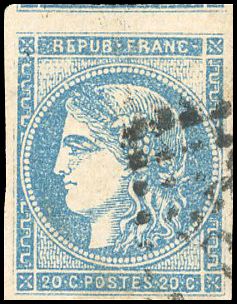 Yvert et Tellier Emission de Bordeaux 1870 1871 N°45Cb Individuel Oblitéré