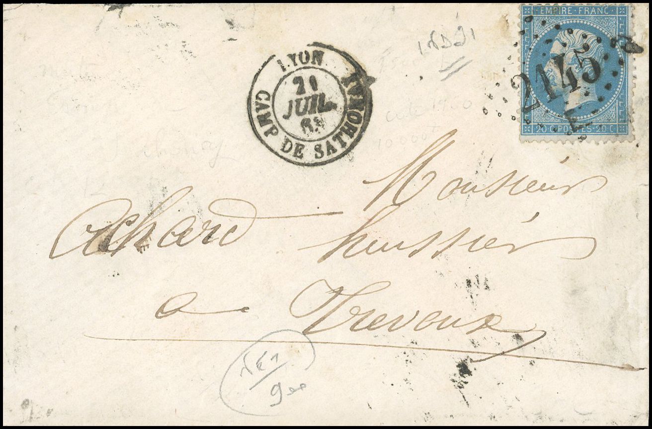Yvert et Tellier Empire dentelé 1862 N°22 Individuel Oblitéré