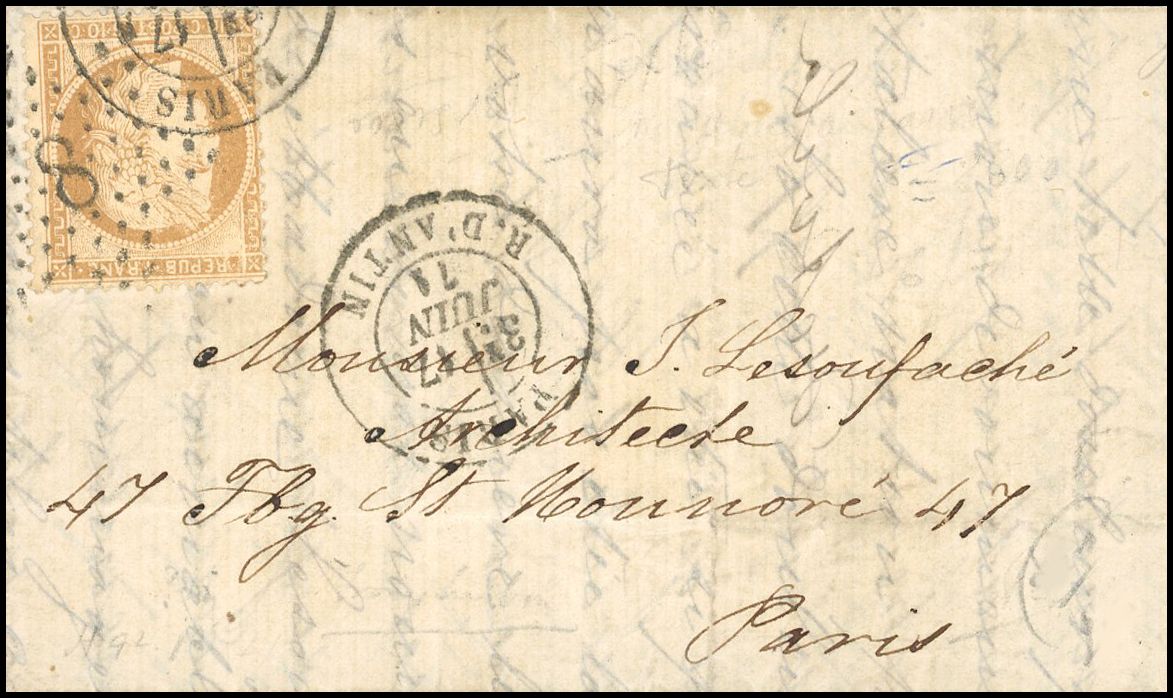 Yvert et Tellier Tentative d'entrée dans Paris N°36 Individuel Oblitéré