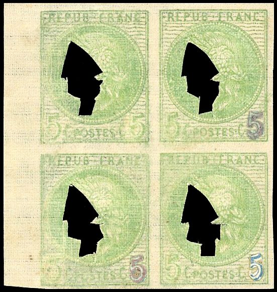 Yvert et Tellier Cérès dentelé 1871 1875 N°53 Bloc de 4 Neuf sans gomme