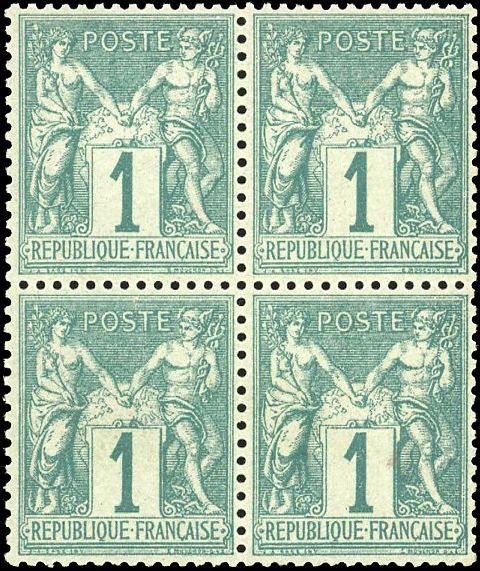 Yvert et Tellier Groupe allégorique 1876 1900 N°61 Bloc de 4 Neuf avec gomme intacte
