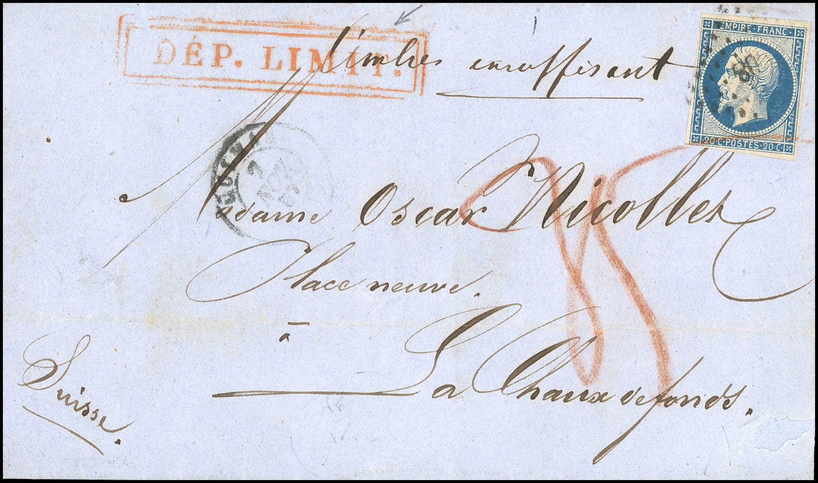 Yvert et Tellier Empire non dentelé 1853 1860 N°14A Individuel Oblitéré