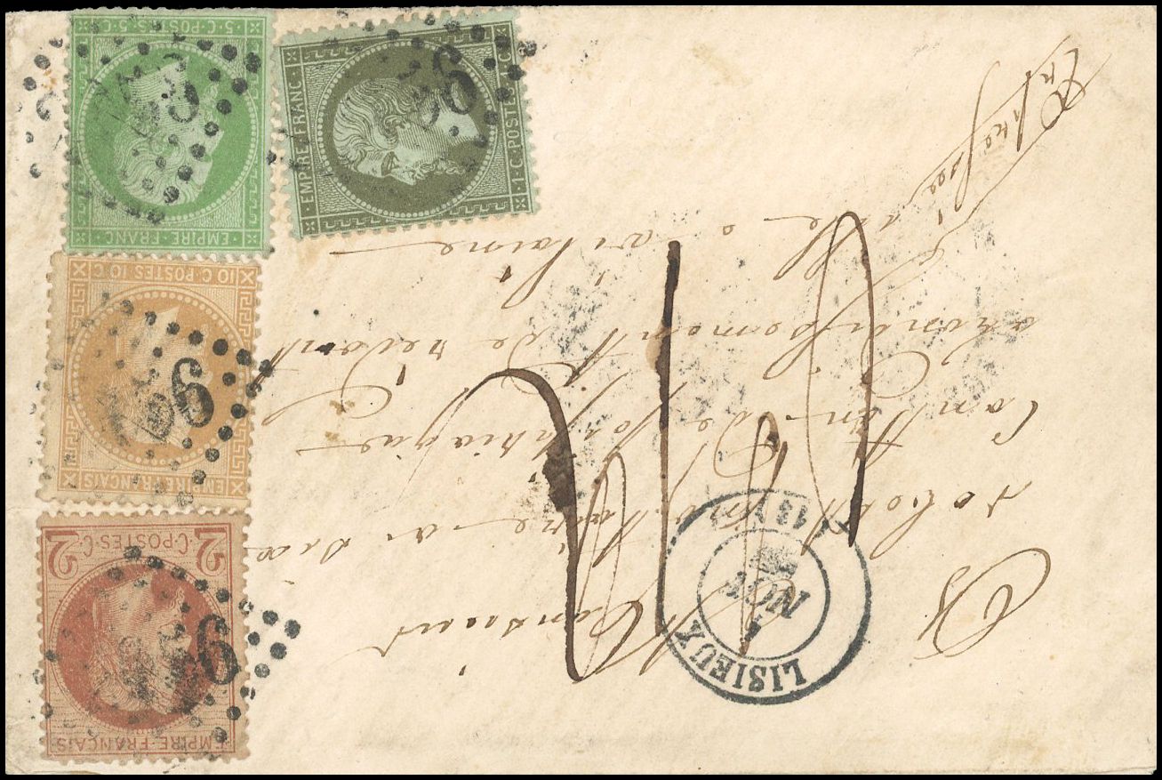 Yvert et Tellier Empire dentelé 1862 N°19 + 20 + 21 + 26 Individuel Oblitéré