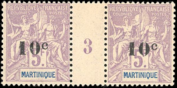 Yvert et Tellier MARTINIQUE N°53 Paire Neuf avec gomme intacte