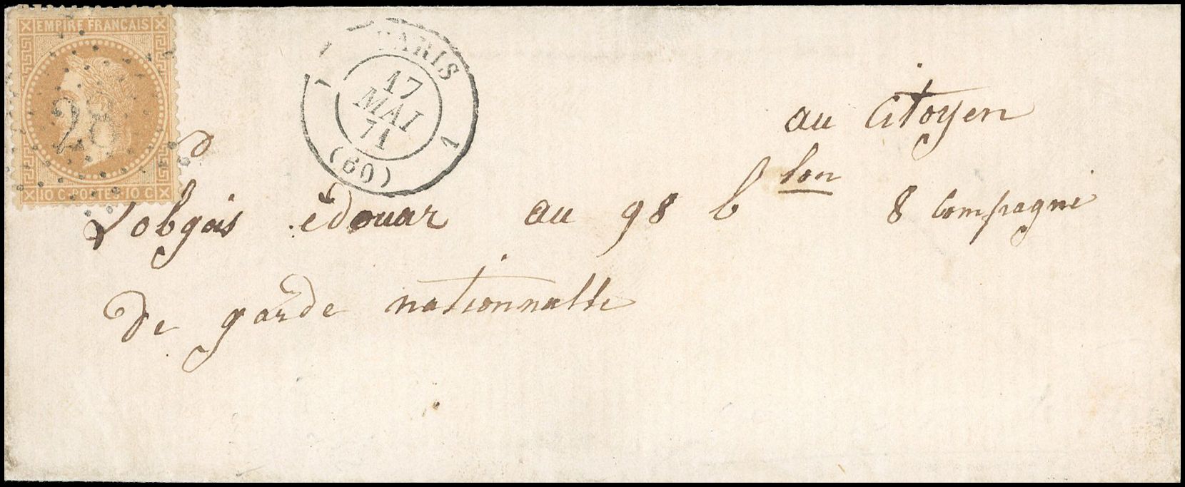 Yvert et Tellier Commune de Paris N°28 Individuel Oblitéré